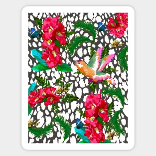 ANIMAL PRINT CHEETAH RED CALLA LILY AND TROPICAL PALMS Sticker